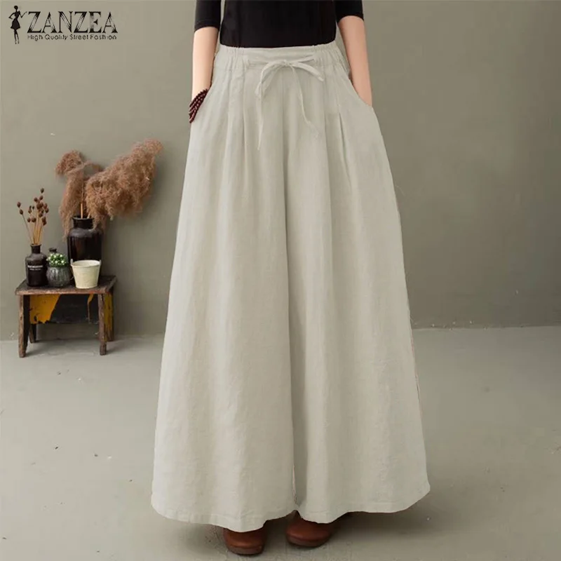 Top Trends: Women&#039;s Wide Leg Pants ZANZEA Stylish Culottes Trousers Casual Long Pantalon Palazzo Female Elastic Waist Turnip Shoppable Styles