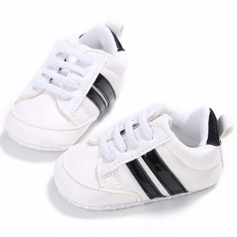 Top Trends: Boy Girl Classical Stripe White Sport Shoes Baby Shoes Toddler First Walker Soft Sole PU Leather Multi-Color Crib Baby Moccasins Shoppable Styles