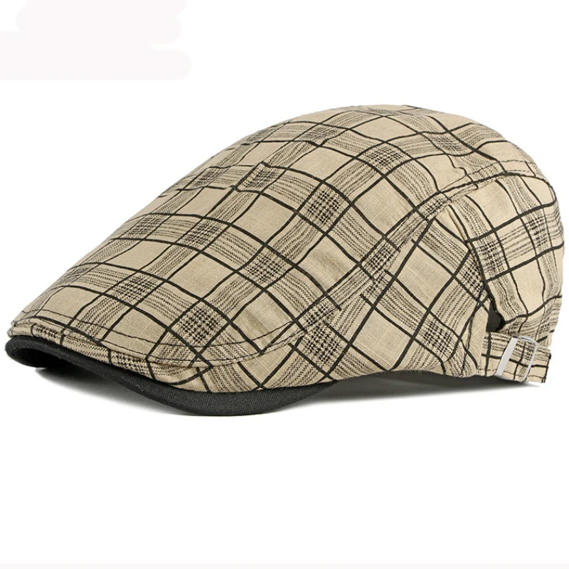 Top Trends: HT3013 Beret Men Women Spring Summer Hat Vintage Plaid Ivy Newsboy Flat Cap Unisex Breathable Sun Hat Beret Adjustable Beret Cap Shoppable Styles