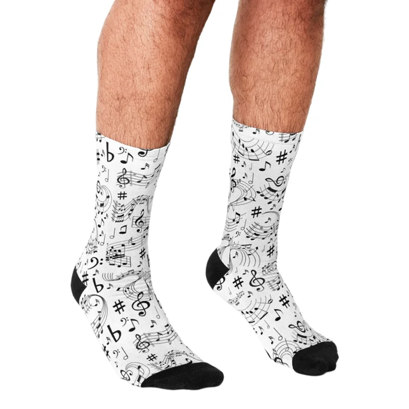 Top Trends: Funny Men Socks Musical Notes Pattern Printed Hip Hop Men Happy Socks Cute Boys Street Style Crazy Novelty Socks For Men Shoppable Styles