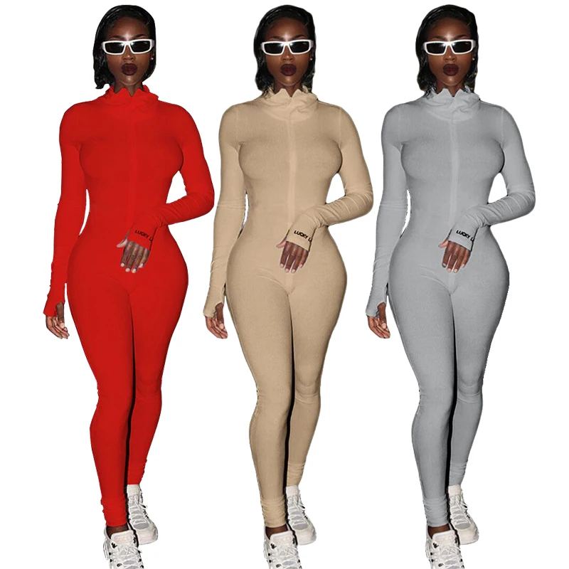 Top Trends: Streetwear White Knitted Sexy Bodycon Lucky Label Jumpsuit Women Overall 2022 Long Sleeve Skinny Rompers Womens Jumpsuit Female Shoppable Styles