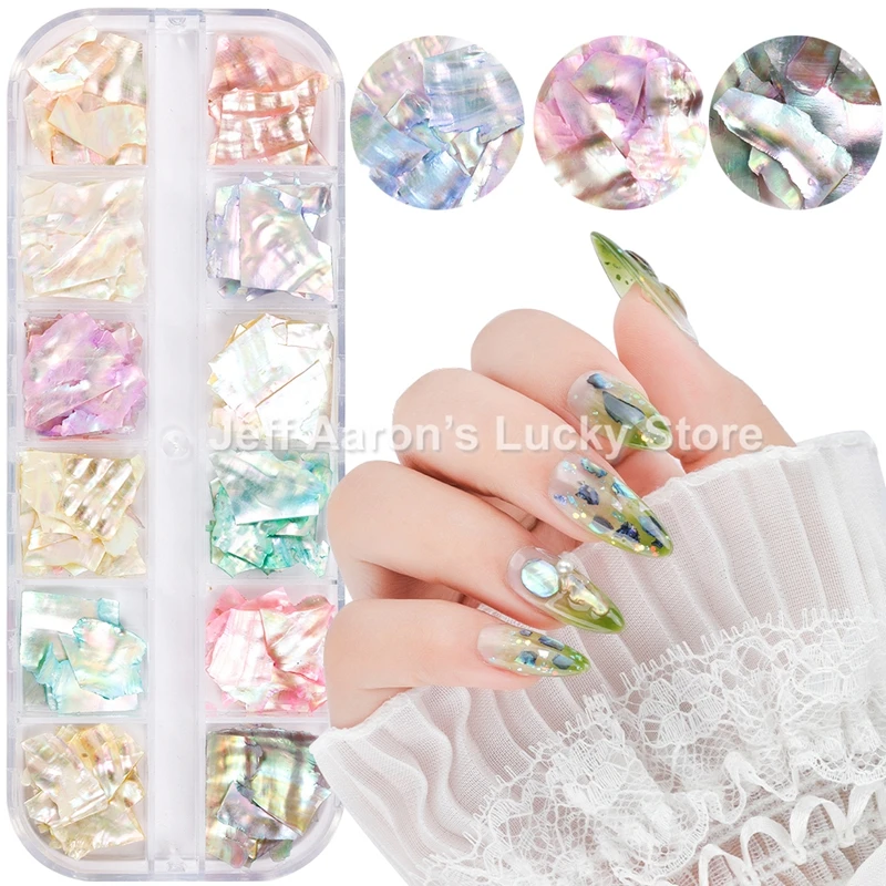 Top Trends: 12 Colors Nails Abalone Shell Fragments Texture Natural Sea Shell 3d Glitter Nail Art Decoration Powder Sequins Beauty Tools Shoppable Styles