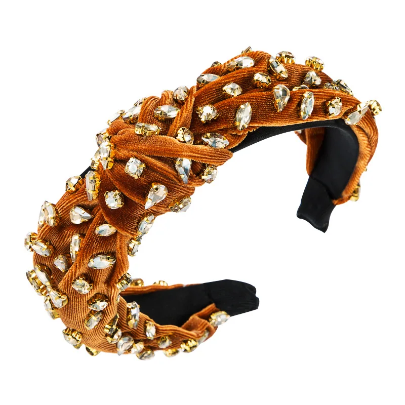 Top Trends: New Vintage Full Rhinestone Velvet Headband Women Hair Accessories Elegant Bedazzled Crystal Baroque Hairband Shoppable Styles - Image 5