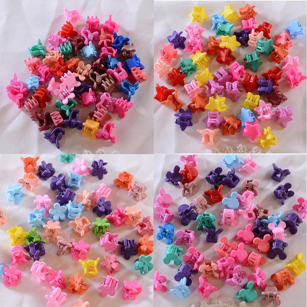 Top Trends: 50PCS / Set Colorful Flower Small Crab Hair Claw Clips Girls Kids Acrylic Cute Mini Candy Star Hair Clamp Hairpin Hair Accessories Shoppable Styles - Image 2