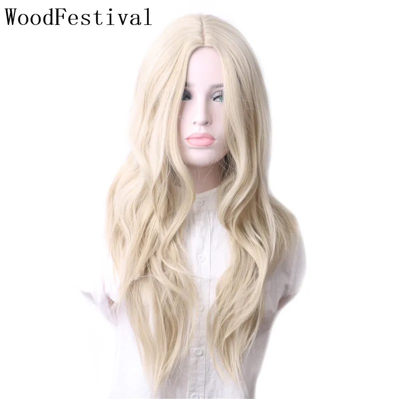 Top Trends: WoodFestival Women&#039;s Wigs Synthetic Hair Ombre Cosplay Wig Long Blonde Blue Pink Black Green Purple Brown Red Gray Colored Wavy Shoppable Styles