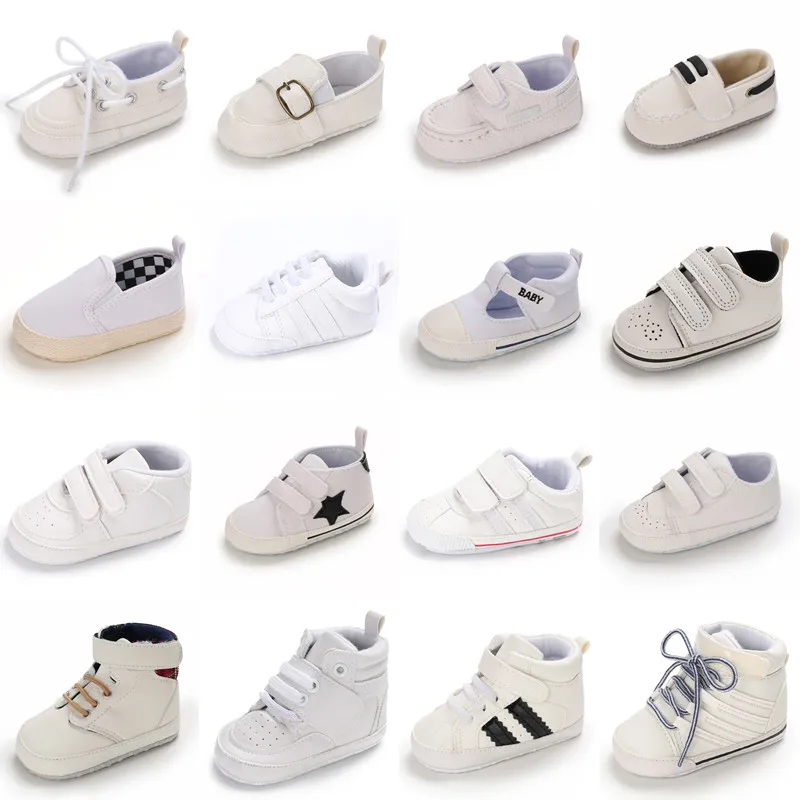 Top Trends: Newborn Baby Shoes Boy Girl Classical Sport Soft Sole PU Leather Multi-Color First Walker Casual Sneakers White Baptism Shoes Shoppable Styles