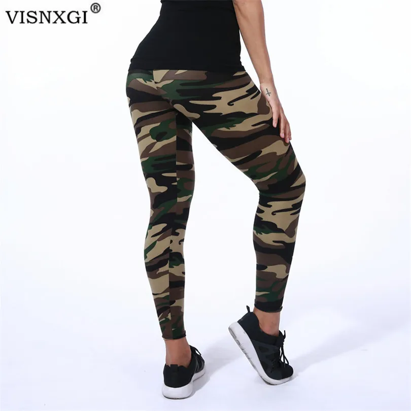 Top Trends: VISNXGI 2022 Camouflage Womens Fitness Leggings Knitted Stretch Army Green Ankle-Length Polyester High Waist Push Up Pants XXXL Shoppable Styles