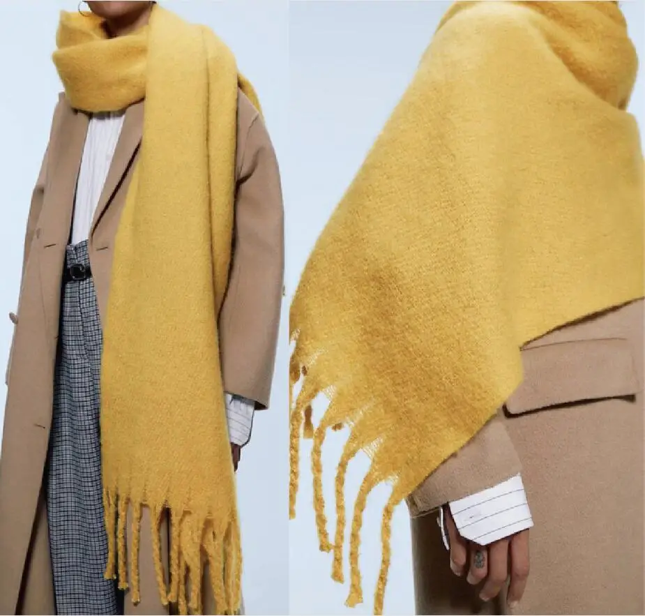 Top Trends: Winter Scarf Women Cashmere Warm Pashmina Solid Foulard Female Scarves Wraps Thick Soft Bufanda Big Tassels Shawl Long Stole Shoppable Styles