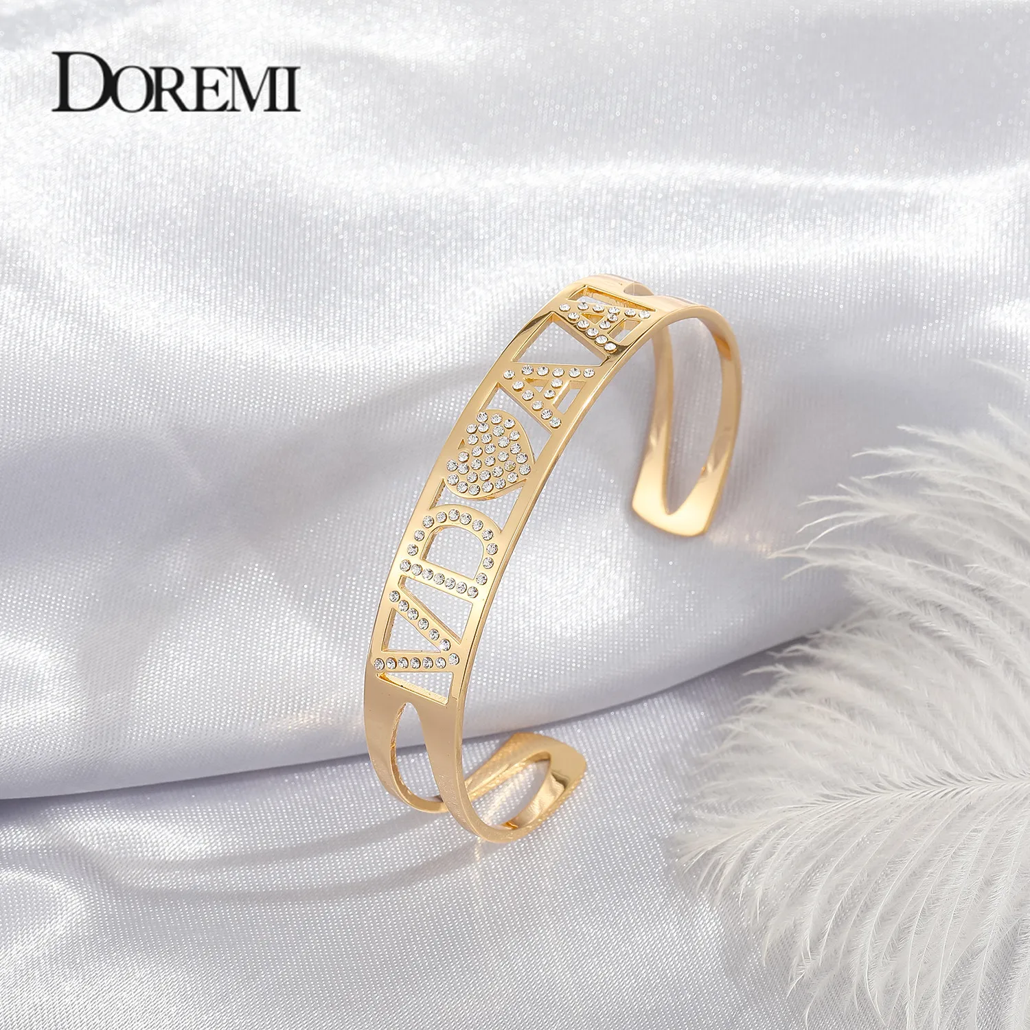 Top Trends: DOREMI Custom Zircon Name Bangles Stainless Steel Personality Custom Bracelet Jewelry Letters Custom Bracelet & Bangle For Women Shoppable Styles