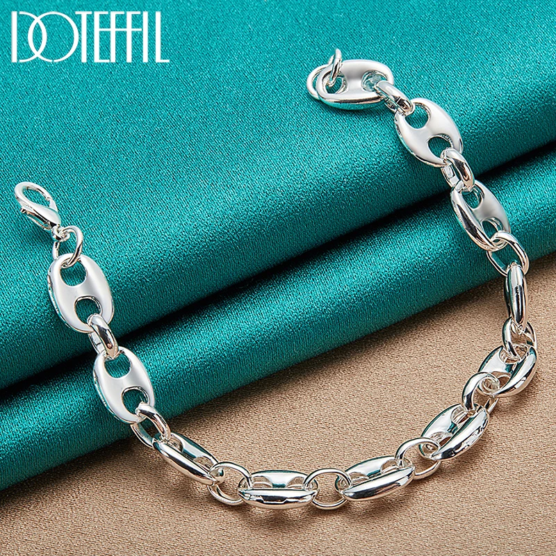 Top Trends: DOTEFFIL 925 Sterling Silver 24K Gold Simple Classic Chain Bracelet For Women Man Wedding Engagement Party Fashion Jewelry Shoppable Styles