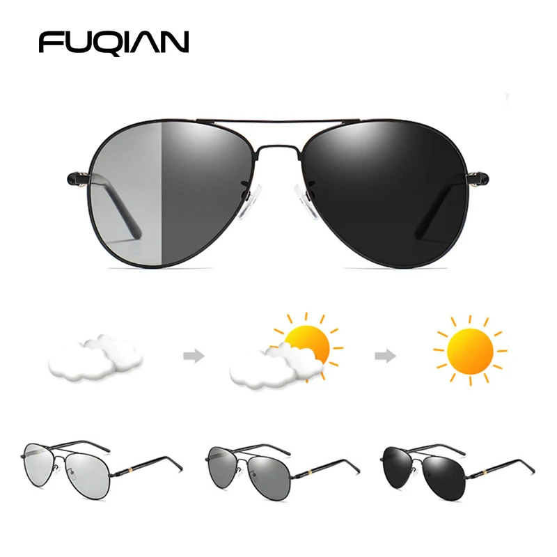 Top Trends: Fashion Aviation Photochromic Sunglasses Men Women Chameleon Polarized Pilot Sun Glasses Anti-glare Driving Shades UV400 Shoppable Styles