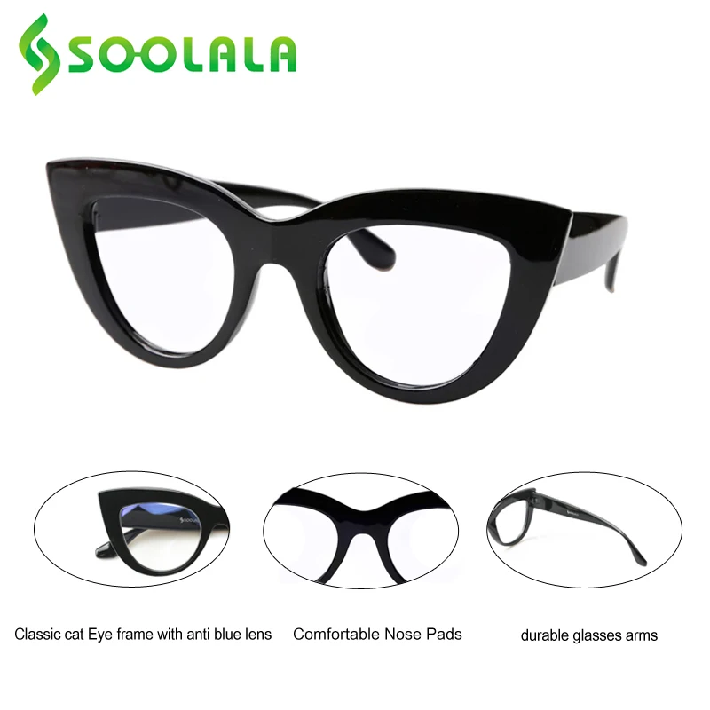 Top Trends: SOOLALA 4 Pairs Anti Blue Light Cat Eye Reading Glasses Women Prescription Glasses Gafas De Lectura + 1.0 1.25 1.5 1.75 To 4.0 Shoppable Styles - Image 4