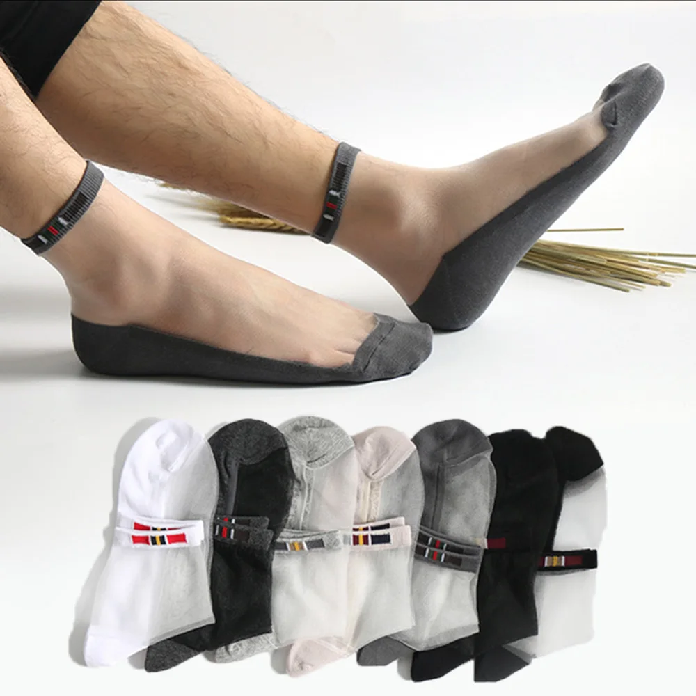 Top Trends: 2024 NewMen Socks Ultra-Thin Glass Silk Short Invisible Transparent Socks Men Cotton Crew Male Cotton Anti Skid Breathable Socks Shoppable Styles