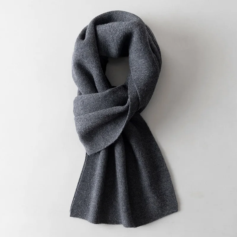 Top Trends: 100% Wool Winter Scarf Men Solid Gray Neck Scarves Classic Keep Warm Cashmere Scarf Male Foulard Bandana Designer Shawls Wraps Shoppable Styles