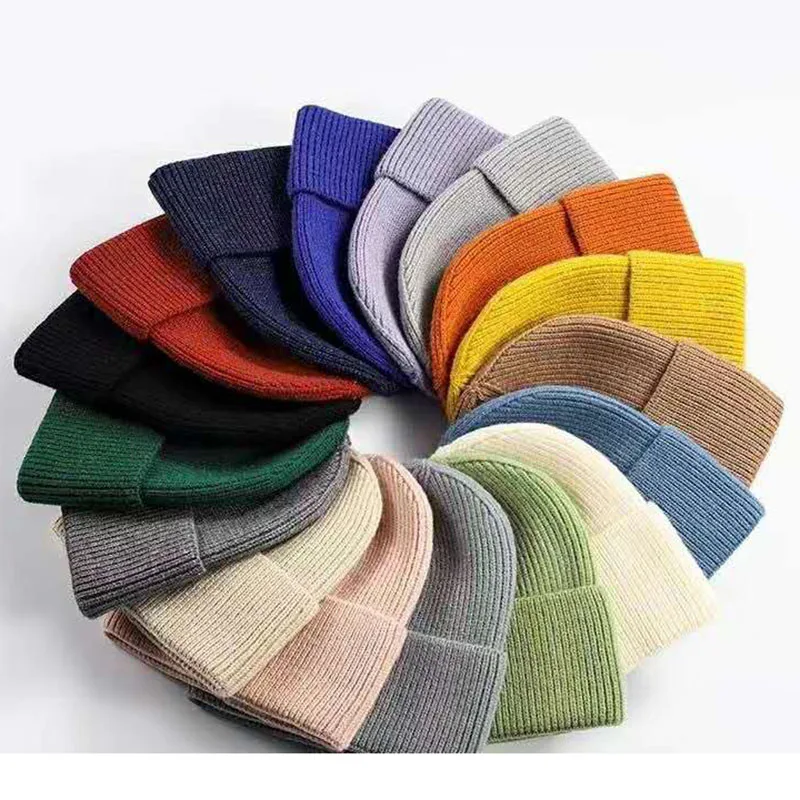 Top Trends: VISROVER 17 Colors Solid Color Acrylic Beanies Winter Hat For Woman Best Matched Acrylic Woman Autumn Warm Skullies Wholesale Shoppable Styles