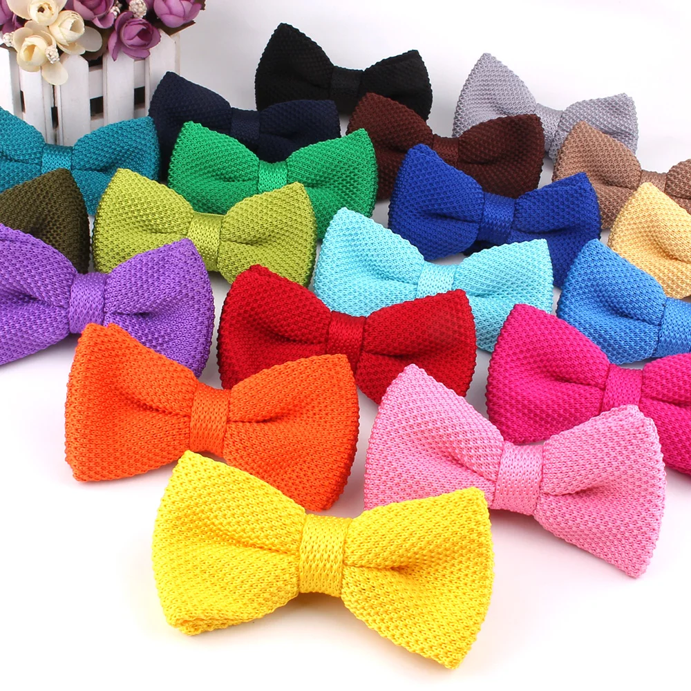 Top Trends: New Men Solid Knitted Bowtie Bow Tie For Mens Pre-Tied Adjustable Knit Bowtie 30 Colors Free Shipping Shoppable Styles