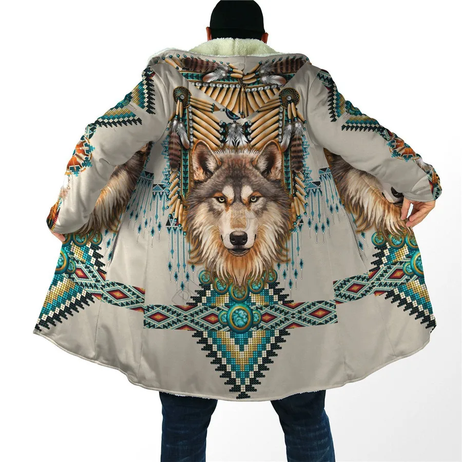 Top Trends: Winter Men For Women Hooded Cloak Native Spirit Wolf 3D All Over Prined Fleece Wind Breaker Warm Hood Cloak Shoppable Styles