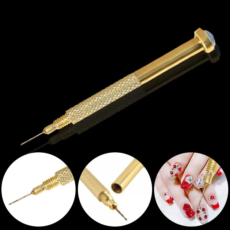 Top Trends: Nail Drill Pack Of 3 For Dangle Charm Art Piercing Tool, Gold Hand Drills For Jewelry Rings For Tips, Acrylic, Gels Decoration Shoppable Styles - Image 2