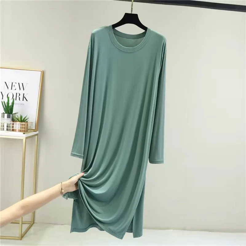 Top Trends: Fdfklak Modal Cotton Comfortable Nightshirt Women&#039;s Long Sleeve Nightgowns Loose Spring Autumn Night Dress Female Sleepshirt Shoppable Styles