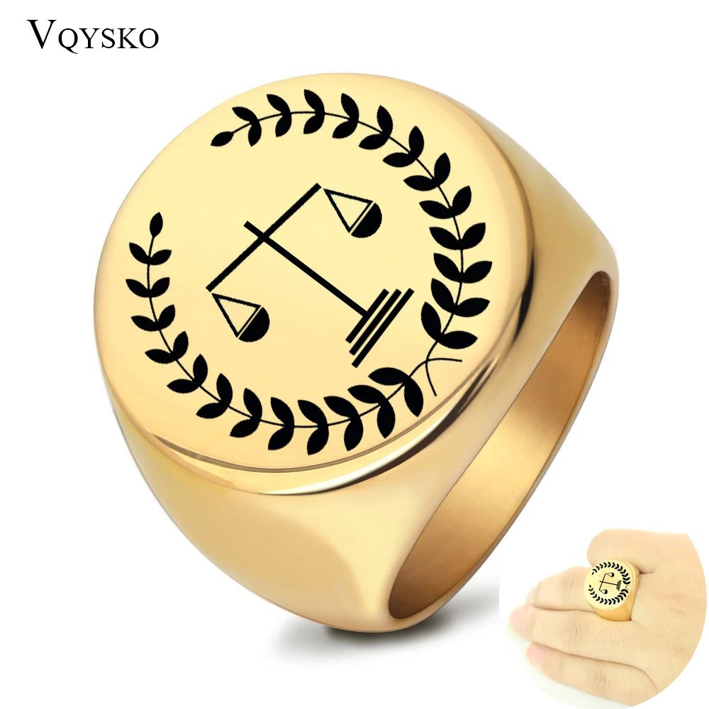 Top Trends: Mens Libra Pattern Engraved Stamp Signet Ring Stainless Steel Jewelry Horoscope Friendship Anillo Gift Accessories Wholesale Shoppable Styles