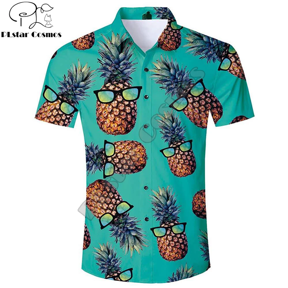 Top Trends: 2021 Summer Harajuku Short Sleeve Shirts Funny Tropical Pineapple Glasses 3D Printed Hawaiian Shirt Mens Harajuku Casual Shirt Shoppable Styles