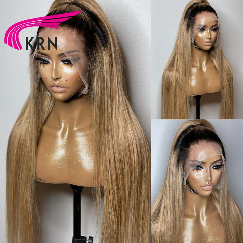 Top Trends: 1B27 Straight Hair Lace Front Human Hair Wigs With Baby Hair Preplucked Ombre Honey Blonde Brazilian Remy Lace Front Wig Shoppable Styles