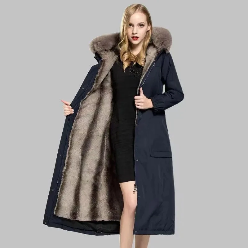 Top Trends: 2021 New Women Winter Warm Parker Female Detachable Mink Fur Big Fur Collar Korean Extended Imitationfur Chaquetas De Muje Shoppable Styles