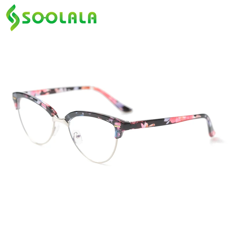 Top Trends: SOOLALA Retro Semi-rimless Cat Eye Anti Blue Light Reading Glasses Woman Ladies Farsighted Reader Presbyopia Glasses + 0.5 To 4.0 Shoppable Styles