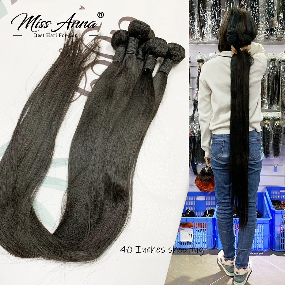 Top Trends: Missanna 32 34 36 38 40Inch Straight Bundle Brazilian Soft Weave Bundles 1 / 3 / 4 Pcs Thick Natural Remy 100% Human Hair Extensions Shoppable Styles