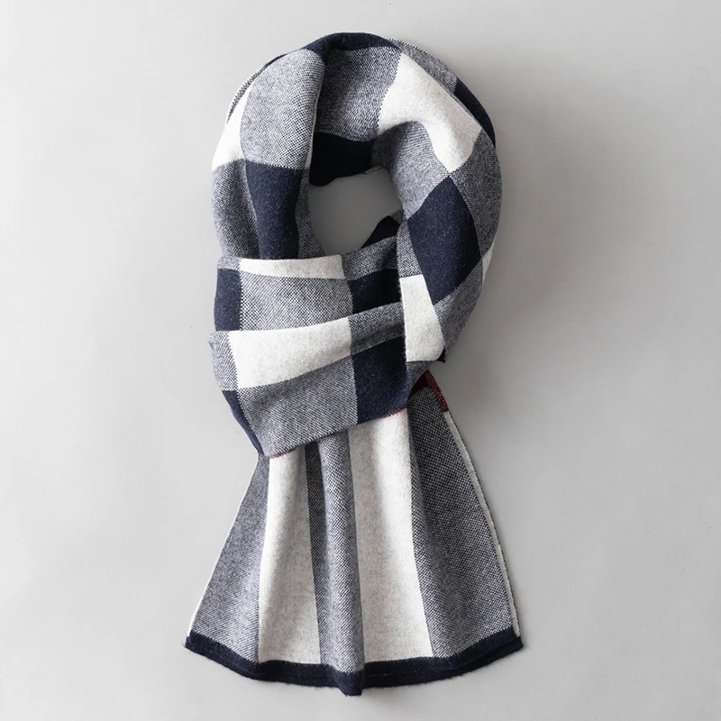 Top Trends: 100% Wool Winter Scarf Men Plaid Warm Neck Scarves Classic Business Designer Shawls Wraps Cashmere Long Scarf Foulard Hommes Shoppable Styles