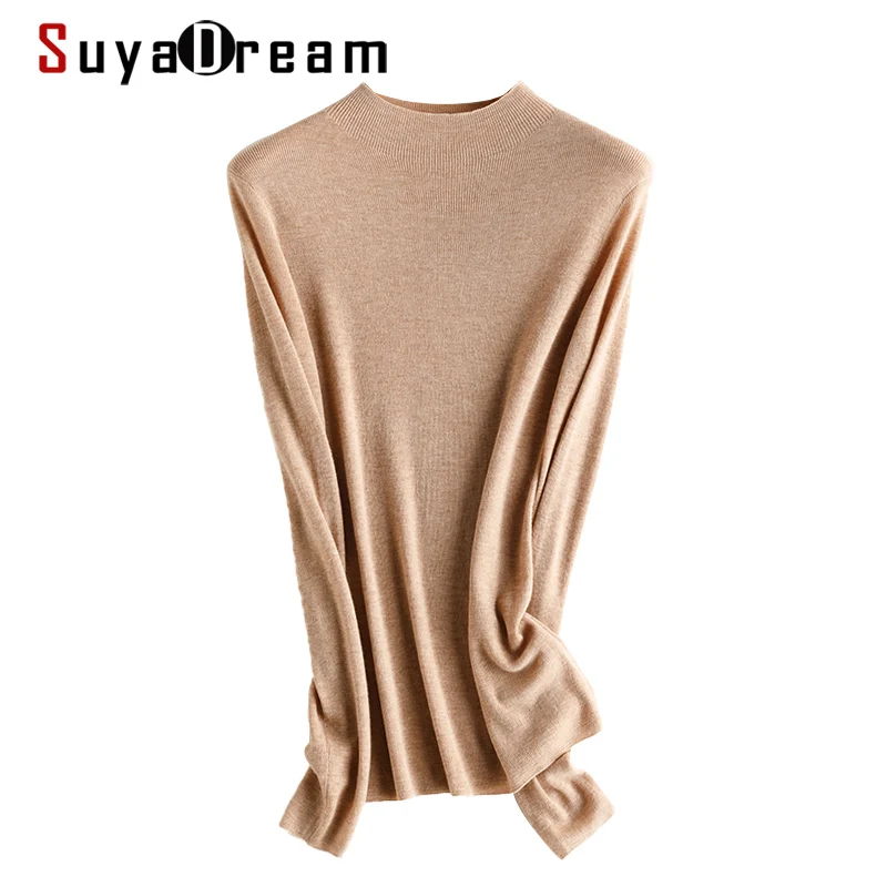 Top Trends: SuyaDream Women Cashmere Sweaters 2021 Winter 33%Cashmere Blend Mock Neck Comfortable Pullovers 2021 Autumn Top Shoppable Styles