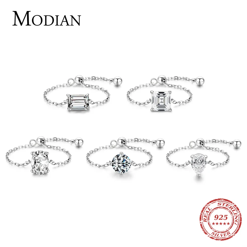 Top Trends: Modian 5 Style Clear CZ Link Chain Ring Trendy 925 Sterling Silver Adjustable Charm Gold Color Rings For Women Wedding Jewelry Shoppable Styles