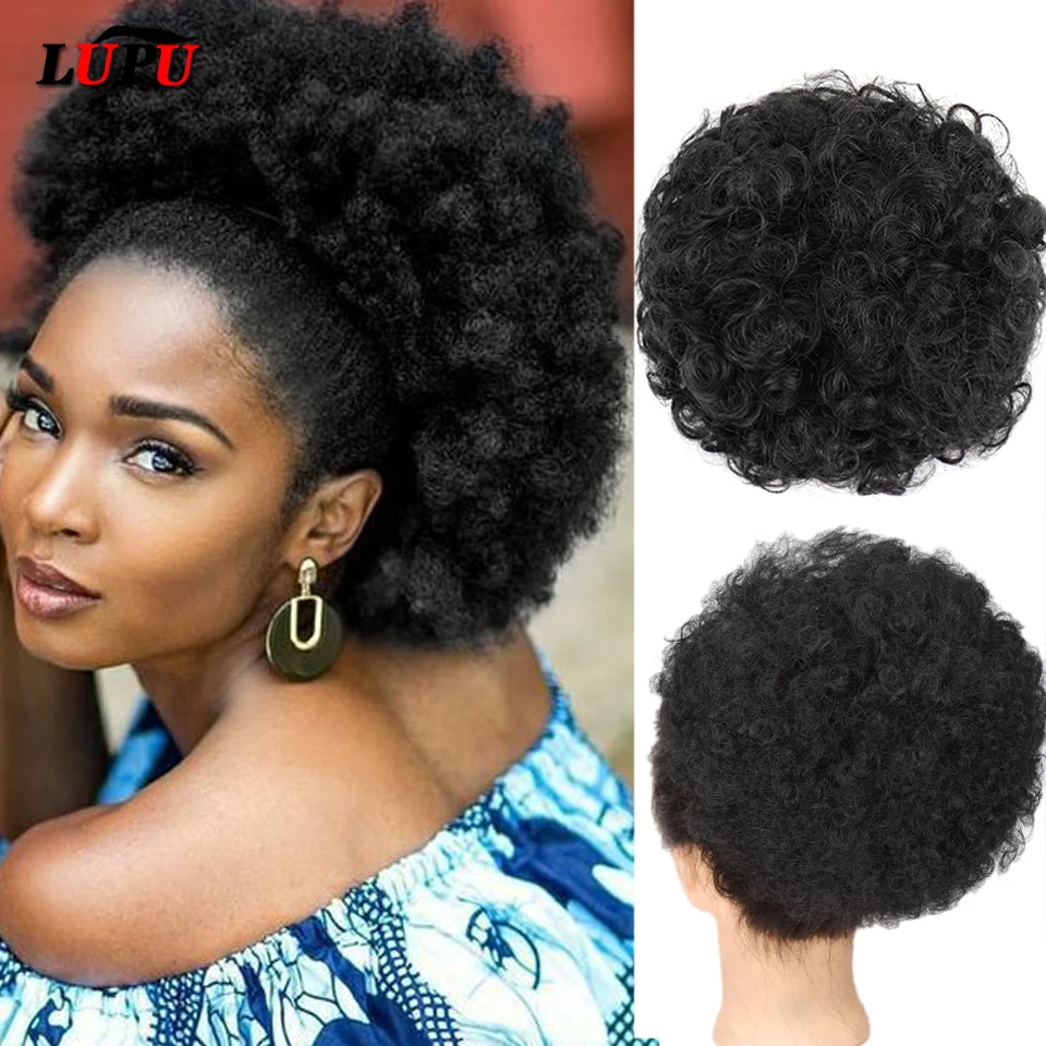 Top Trends: LUPU Synthetic Chignon Afro Puff Short Curly Hair Bun Drawstring Ponytail Hair Extension Hairpieces For Women Shoppable Styles