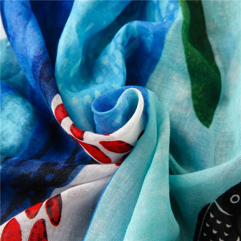 Top Trends: Lovely Creative Fish Pattern Tassel Viscose Shawl Scarf Lady High Quality Print Neckerchief Autumn Foulards Muslim Hijab Sjaal Shoppable Styles - Image 5