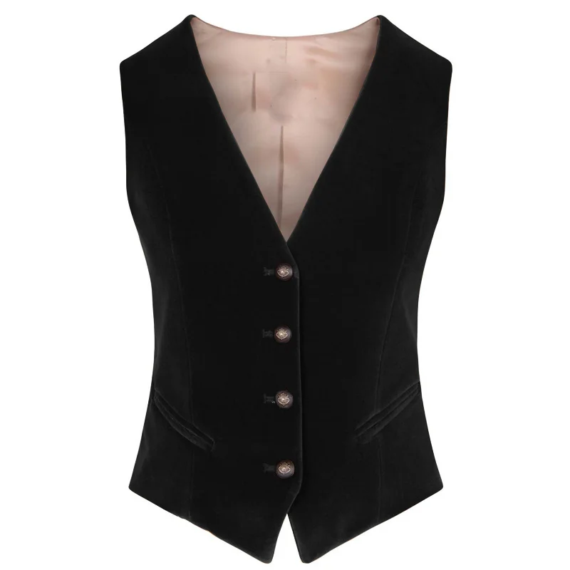 Top Trends: Women&#039;s Velvet Vest V-neck 4 Button Business Slim Fit Waistcoat Work Wear Warm Sleeveless Lady Wedding Party жилетка женская Shoppable Styles