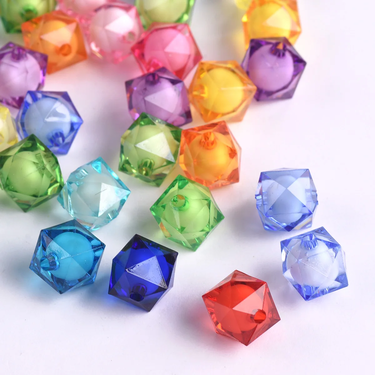 Top Trends: 50pcs Cube 12 Angles 8mm 10mm 12mm Acrylic Plastic Loose Beads Wholesale Bulk Lot For Jewelry Making Findings Shoppable Styles