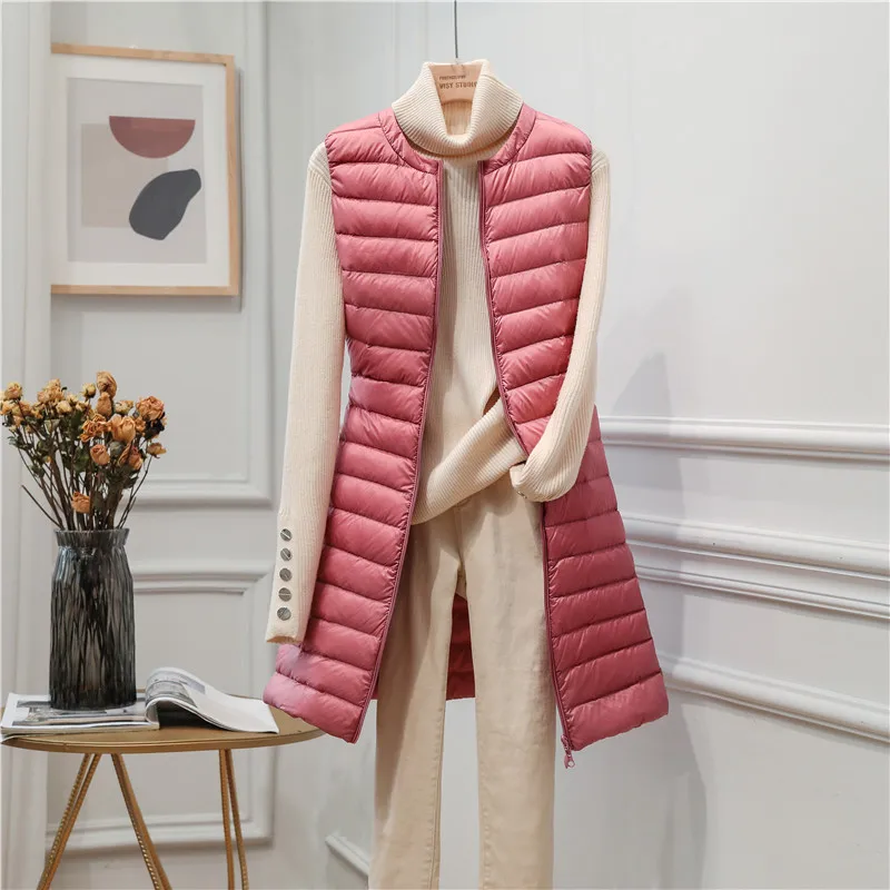 Top Trends: Down Jacket Woman Ultralight 2023 New Winter Coat For Women Long Duck Down Vest Portable Sleeveless Fashon Warm Waistcoat Shoppable Styles - Image 2