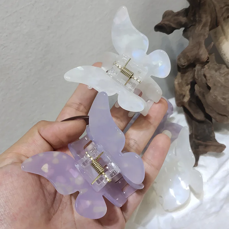 Top Trends: 2022 Summer Small Purple Butterfly Hair Claws Hairpin Cute Transparent Grabs Acrylic Hair Clip For Women Sweet Accessories Shoppable Styles