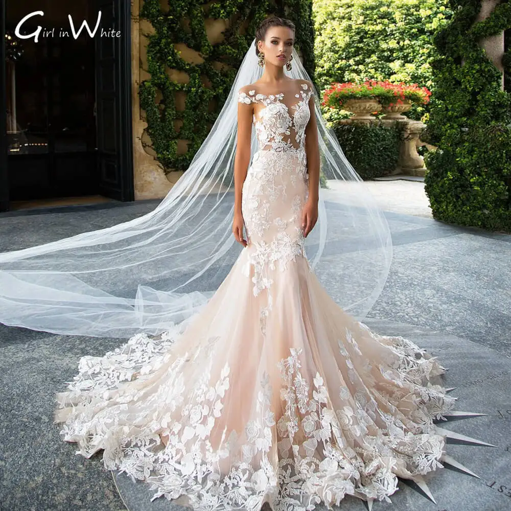 Top Trends: Luxury Appliques Embroidery Mermaid Wedding Dresses Sexy Backless Cap Sleeve Bride Robe Court Train Vintage Trumpet Bridal Gowns Shoppable Styles