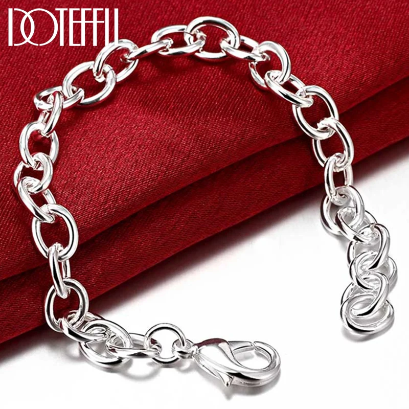 Top Trends: DOTEFFIL 925 Sterling Silver 24K Gold 8-Inch Basic Chain Bracelet For Woman Charm Wedding Engagement Fashion Party Jewelry Shoppable Styles