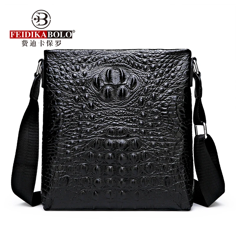 Top Trends: Real Leather Business Casual Vertical Shoulder Bag For Men Fashion Crocodile Pattern Man Shoulder Bag Fashion Man's Bag Shoppable Styles