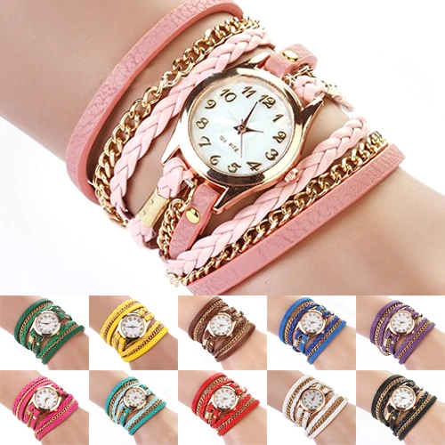 Top Trends: Wrist Watch Women Vintage Multilayer Faux Leather Alloy Braided Bracelet Wrist Watch Jewelry Women Quartz Watch Bracelet Shoppable Styles