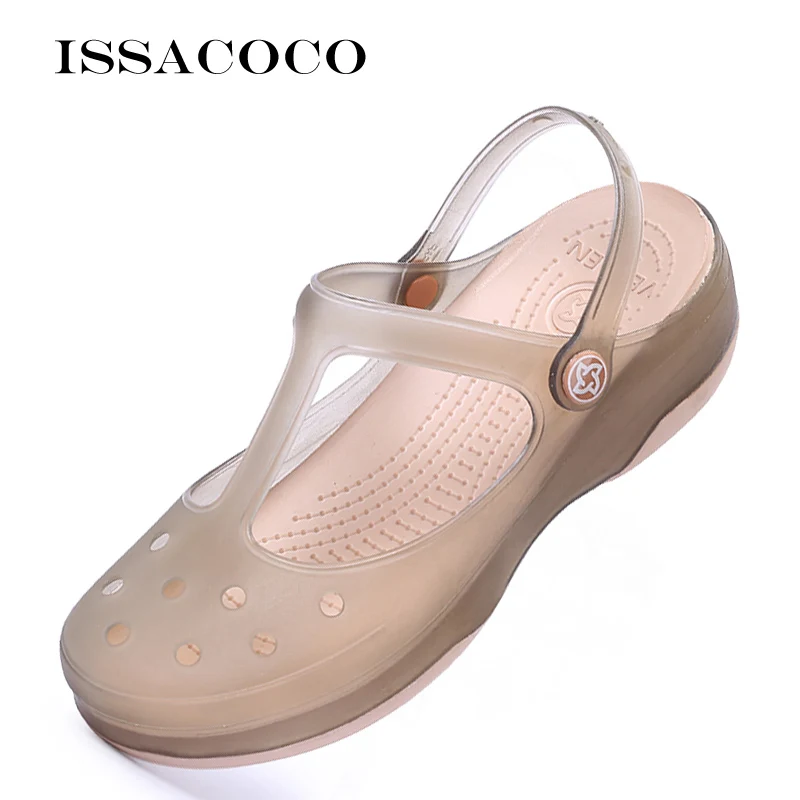 Top Trends: ISSACOCO Summer Women&#039;s Wedge Platform Jelly Beach Sabot Transparent Shoes Sandals For Girls Sanitary Clogs Woman Medical Hoof Shoppable Styles