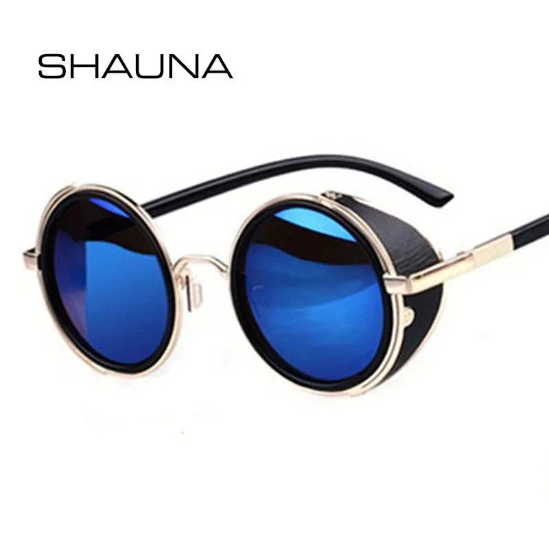 Top Trends: SHAUNA Vintage Women Steampunk Retro Coating Men Round Sunglasses Brand Designer Punk Sun Glasses UV400 Shoppable Styles