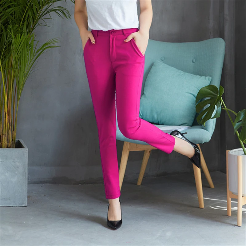 Top Trends: Fashion Streetwear Cute Candy Color Pencil Pants Women Stretch Cotton Slim Waist Straight Pantalones Casual Office Work Trousers Shoppable Styles - Image 4