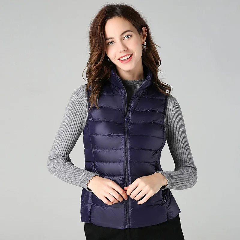 Top Trends: Women Vests 2021 New Winter Ultra Light White Duck Down Vest Female Slim Sleeveless Jacket Women's Windproof Warm Waistcoat Shoppable Styles - Image 5