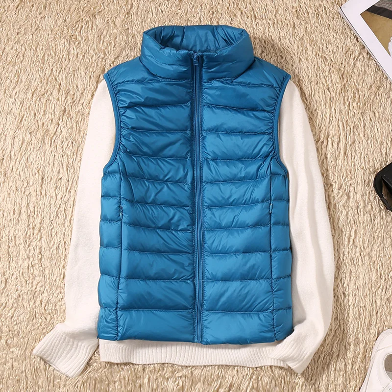 Top Trends: 2023 New Autumn Winter Women Ultra Light Down Vest Portable White Duck Down Parka Coat Female Sleeveless Slim Thin Waistcoat Shoppable Styles