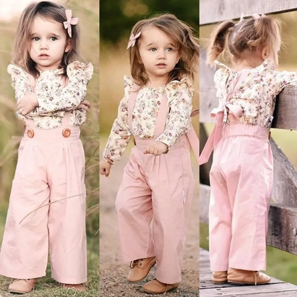 Top Trends: Toddler Kids Baby Girl Clothes Winter Long Sleeve T Shirt Floral Tops+ Pants Overall Outfits Sweet Girl Two Pieces Clothes Set Shoppable Styles