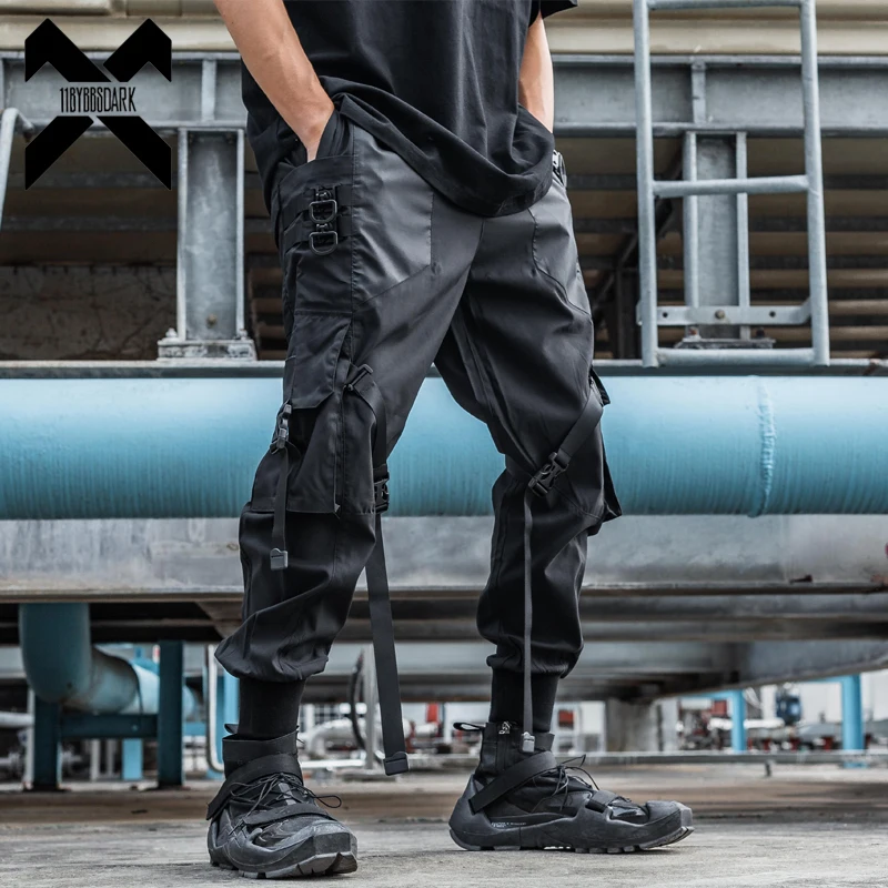 Top Trends: 11 BYBB'S DARK Tactical Functional Cargo Pants Joggers Men Trousers Hip Hop Streetwear Ribbons Multi-pocket Pants Black WB189 Shoppable Styles