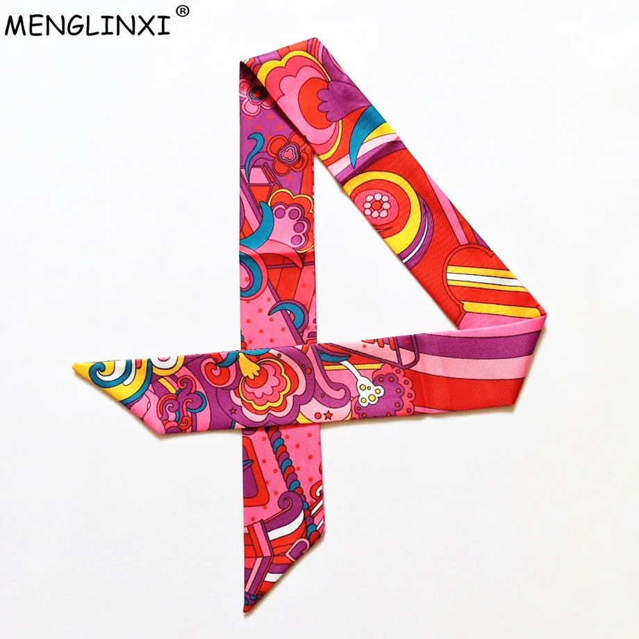 Top Trends: New Design Rainbow Drive Silk Scarf 2023 Luxury Brand Scarf Women Skinny Bag Hair Neck Scarf Foulard Femme Headband Shoppable Styles